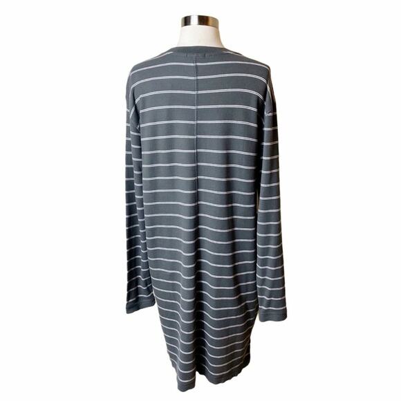 ATM ANTHONY THOMAS MELILLO T-Shirt Dress Piqie Striped Cotton Jersey Gray NWT - Picture 6 of 9
